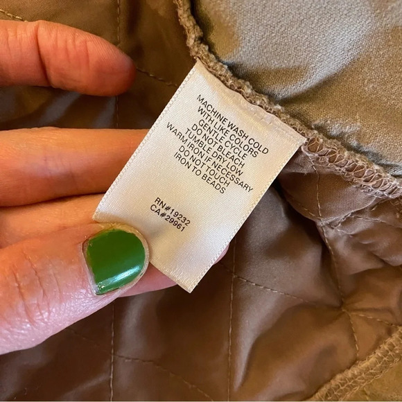 Vintage 90s Quilted Jacket WomenPlus Size 16 Tan Velvet Pink Embroidered Floral - Picture 11 of 13